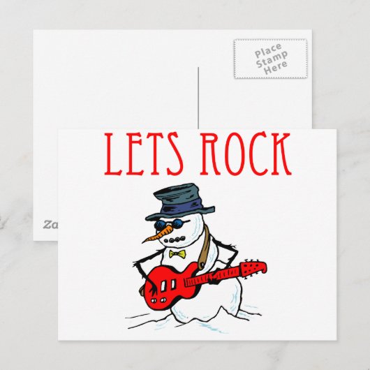 Laten we Rock Snowman Briefkaart (Voorkant / Achterkant)