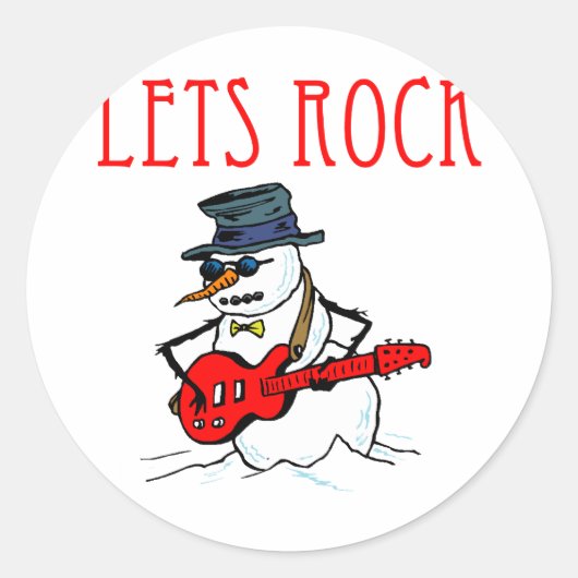 Laten we Rock Snowman Ronde Sticker (Voorkant)