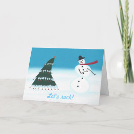 Laten we rocken, kerstboom Sneeuw man wenskaarten Feestdagen Kaart