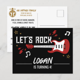 Laten we rocken Verjaardagsmuziekband Uitnodigings Briefkaart