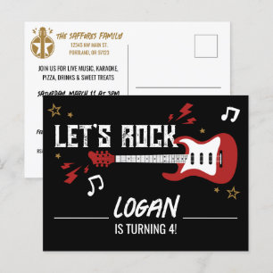 Laten we rocken Verjaardagsmuziekband Uitnodigings Briefkaart