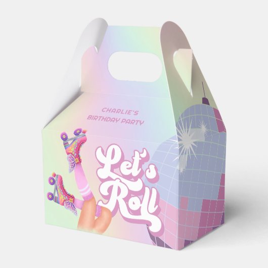 Laten we Roll Fun Retro Roller Schaatsen Meisjes V Bedankdoosjes (Voorkant Zijde)