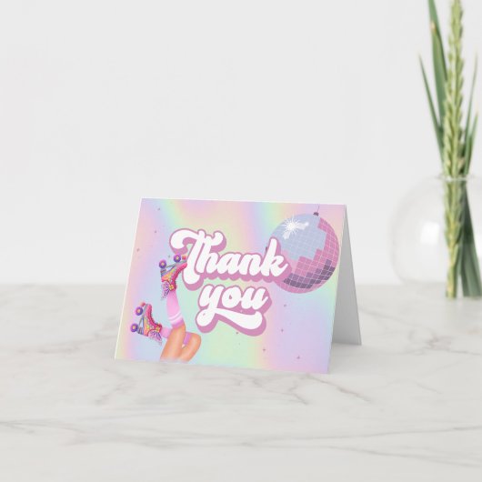 Laten we Roll Fun Retro Roller Schaatsen Meisjes V Bedankkaart (Voorkant)