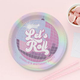 Laten we Roll Fun Retro Roller Schaatsen Meisjes V Papieren Bordje