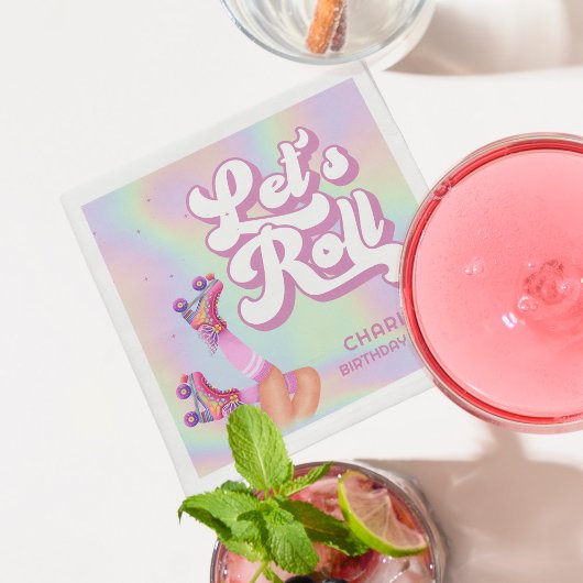 Laten we Roll Fun Retro Roller Schaatsen Meisjes V Servet