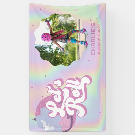 Laten we Roll Fun Retro Roller Schaatsen Meisjes V Spandoek (Verticaal)