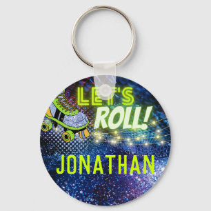 Laten we Roll Glow Roller Skating Boys Party Favor Sleutelhanger