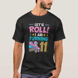 Laten we Roll ik 11th Birthday Rollerskate draaien T-shirt