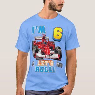 Laten we Roll I'm 6th Birthday Boy Kind Race Car 6 T-shirt