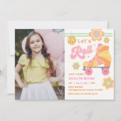 Laten we Roll Meisje Roller Schaatsen Verjaardag F Kaart (Voorkant)