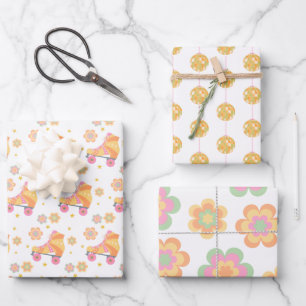 Laten we Roll Meisje Roller Schaatsen Verjaardagsf Inpakpapier Vel