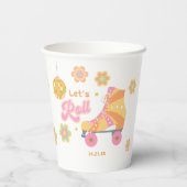 Laten we Roll Meisje Roller Schaatsen Verjaardagsf Papieren Bekers (Achterkant)
