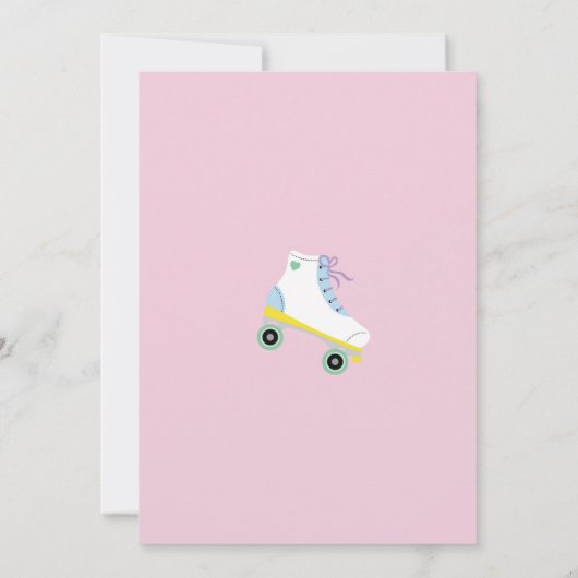 Laten we Roll Roller Schaats Girls Pink Party uitn Kaart (Achterkant)
