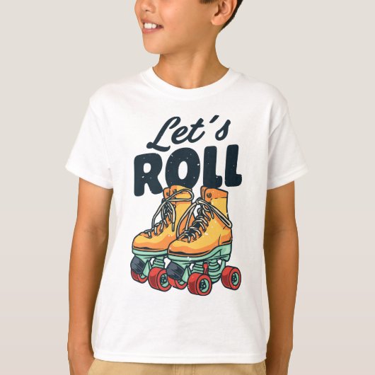 Laten we Roll Roller Skater Schaats Retro Vinta T-shirt (Voorkant)