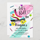 Laten we Roll, Roller Skating Invitation, 80's rol Kaart (Voorkant / Achterkant)
