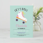 Laten we Roll RollerSkate Girls Birthday Party uit Kaart (Staand voorkant)