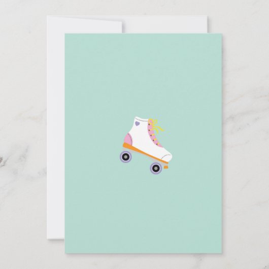 Laten we Roll RollerSkate Girls Birthday Party uit Kaart (Achterkant)