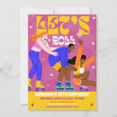 Laten we Roll Schaats Retro Verjaardagsfeestje Kaart (Voorkant)