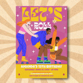 Laten we Roll Schaats Retro Verjaardagsfeestje Kaart