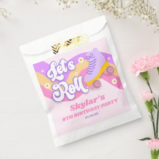Laten we Roll Schaats Schaatsen Verjaardagsfeest Bedankzakje (Gezegeld)