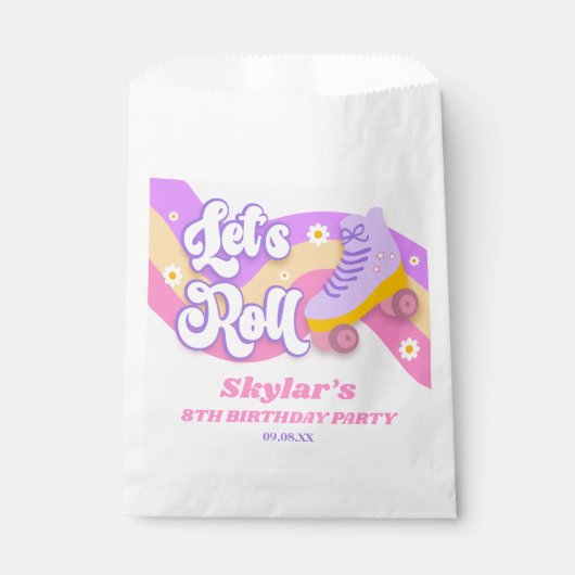Laten we Roll Schaats Schaatsen Verjaardagsfeest Bedankzakje (Voorkant)