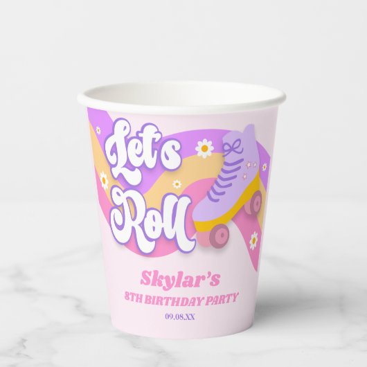 Laten we Roll Schaats Schaatsen Verjaardagsfeest Papieren Bekers (Voorkant)