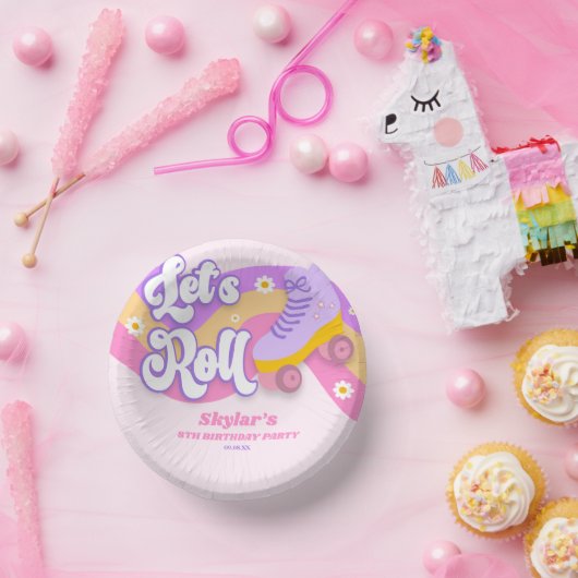 Laten we Roll Schaats Schaatsen Verjaardagsfeest Papieren Kommen (Feest)