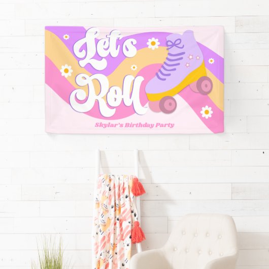 Laten we Roll Schaats Schaatsen Verjaardagsfeest Spandoek (Insitu)