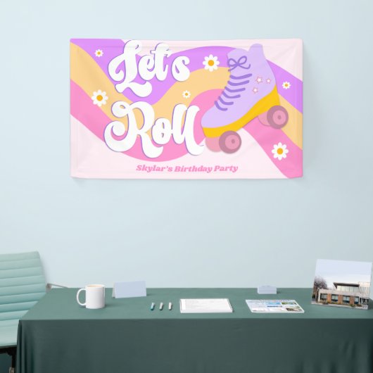 Laten we Roll Schaats Schaatsen Verjaardagsfeest Spandoek (Beurs)