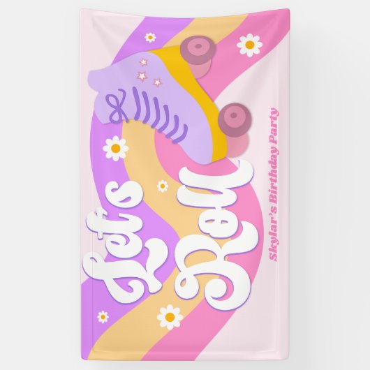 Laten we Roll Schaats Schaatsen Verjaardagsfeest Spandoek (Verticaal)