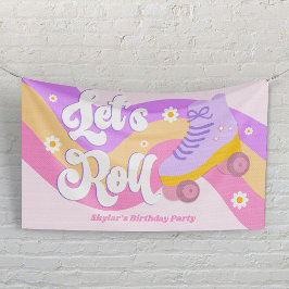 Laten we Roll Schaats Schaatsen Verjaardagsfeest Spandoek