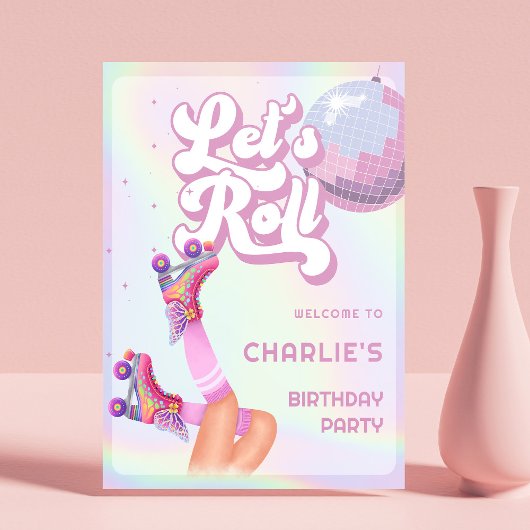 Laten we Roll Schaatsen Kinderen Verjaardagsfeestj Poster