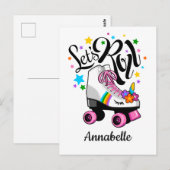 Laten we Roll Unicorn Roller schaats meisje's Briefkaart (Voorkant / Achterkant)