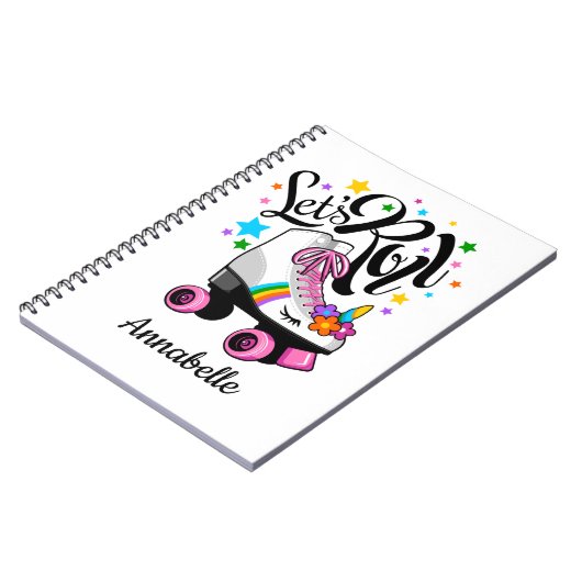 Laten we Roll Unicorn Roller schaats meisje's Notitieboek (Linkerzijde)