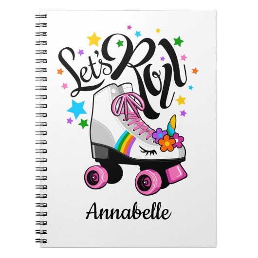 Laten we Roll Unicorn Roller schaats meisje's Notitieboek (Voorkant)