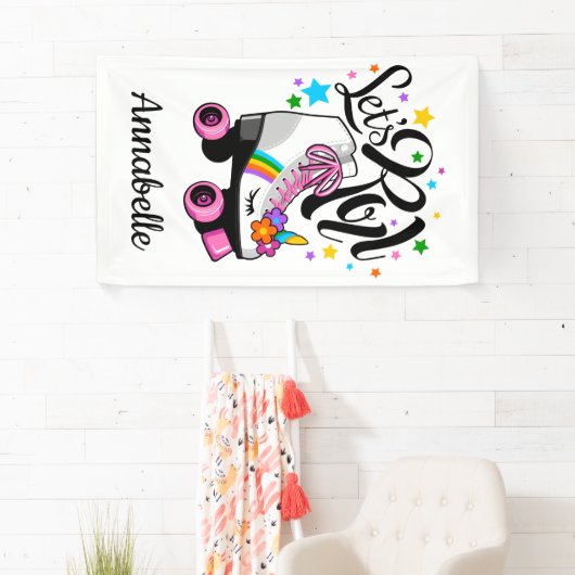 Laten we Roll Unicorn Roller schaats meisje's Spandoek (Insitu)