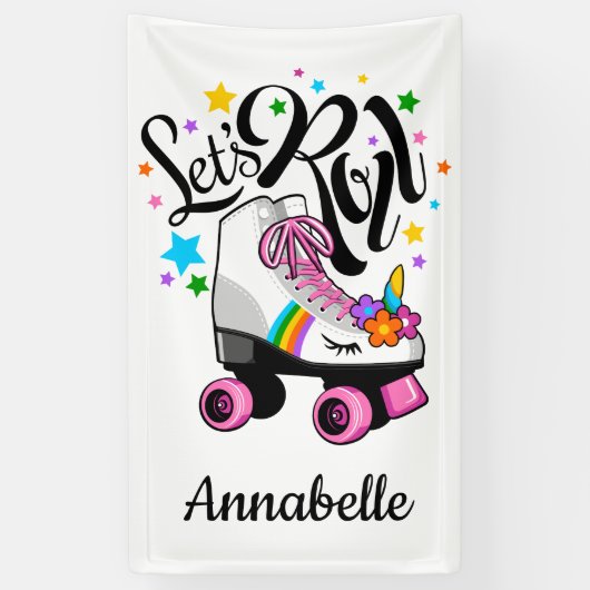 Laten we Roll Unicorn Roller schaats meisje's Spandoek (Verticaal)