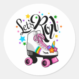 Laten we Roll Unicorn Roller schaats Ronde Sticker