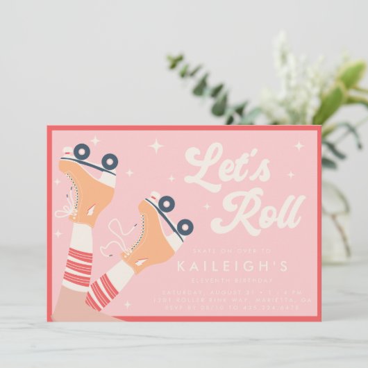 Laten we Roll Y2K 90s Roller Schaats Meisjes Verja Kaart (Staand voorkant)