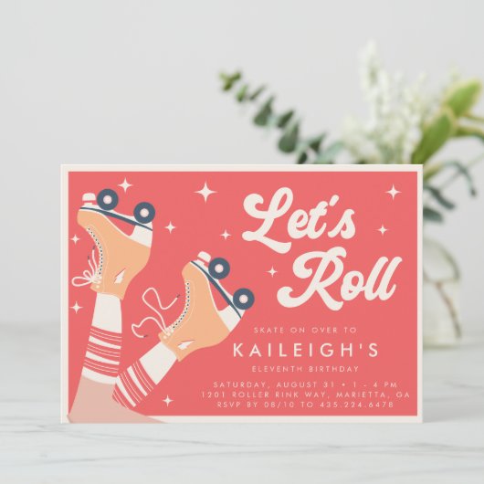 Laten we Roll Y2K 90s Roller Schaats Meisjes Verja Kaart (Staand voorkant)