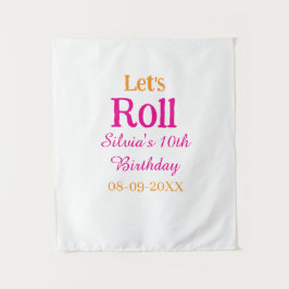 Laten we rollen gelukkige 10e verjaardag voeg naam wandkleed