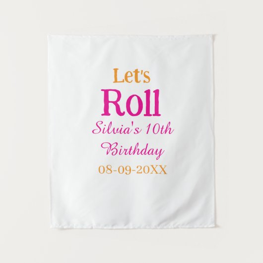 Laten we rollen gelukkige 10e verjaardag voeg naam wandkleed (Voorkant)