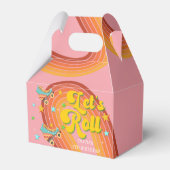 Laten we rollen retro roller kind verjaardag bedankdoosjes (Achterkant)