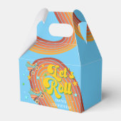 Laten we rollen retro roller kind verjaardag bedankdoosjes (Achterkant)