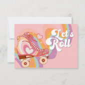 Laten we rollen retro roller schaats verjaardag bedankkaart (Achterkant)