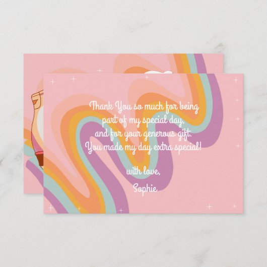 Laten we rollen retro roller schaats verjaardag bedankkaart (Voorkant / Achterkant)