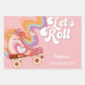 Laten we rollen retro roller schaats verjaardag inpakpapier vel (Voorkant)