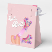 Laten we rollen retro roller schaats verjaardagsfe bedankdoosjes (Achterkant)