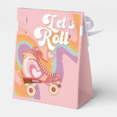 Laten we rollen retro roller schaats verjaardagsfe bedankdoosjes (Achterkant)