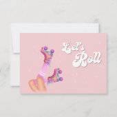 Laten we rollen retro roller schaats verjaardagsfe bedankkaart (Achterkant)